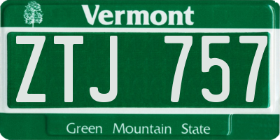 VT license plate ZTJ757