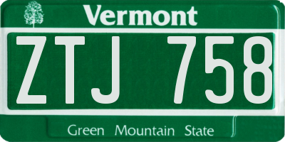VT license plate ZTJ758