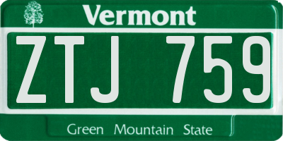 VT license plate ZTJ759