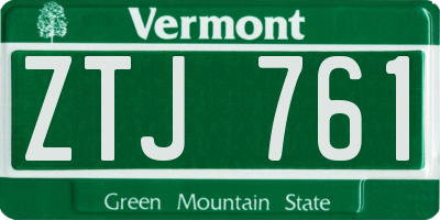VT license plate ZTJ761