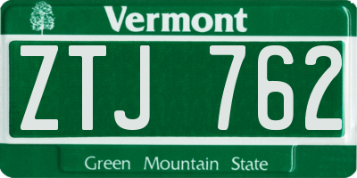 VT license plate ZTJ762