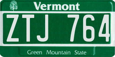 VT license plate ZTJ764
