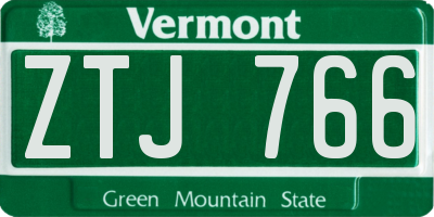 VT license plate ZTJ766