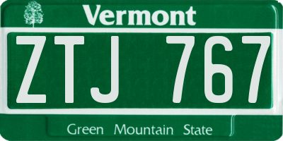 VT license plate ZTJ767