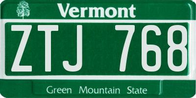 VT license plate ZTJ768