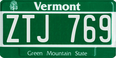 VT license plate ZTJ769