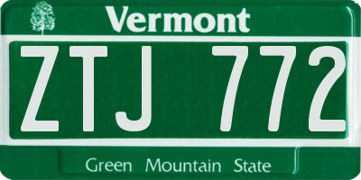 VT license plate ZTJ772