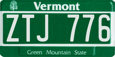 VT license plate ZTJ776