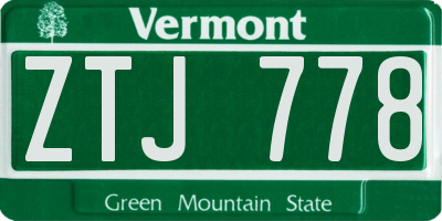 VT license plate ZTJ778