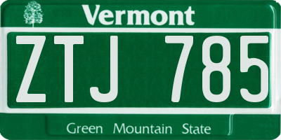 VT license plate ZTJ785
