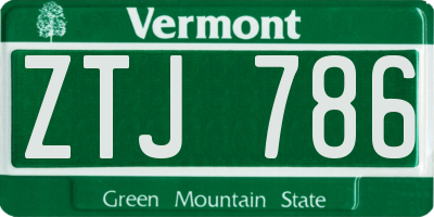 VT license plate ZTJ786