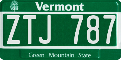 VT license plate ZTJ787