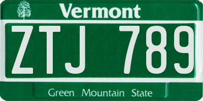 VT license plate ZTJ789