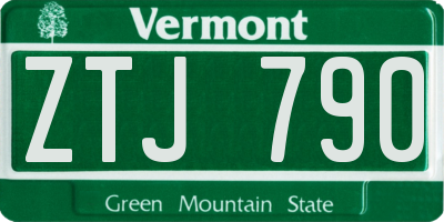 VT license plate ZTJ790