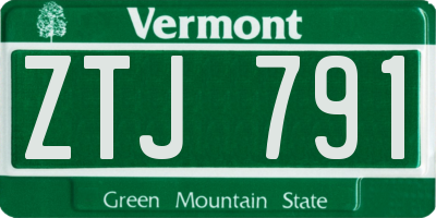 VT license plate ZTJ791