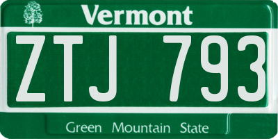 VT license plate ZTJ793