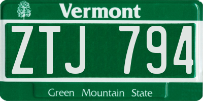 VT license plate ZTJ794
