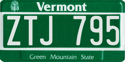 VT license plate ZTJ795