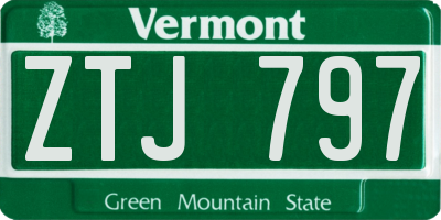 VT license plate ZTJ797