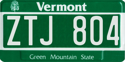 VT license plate ZTJ804