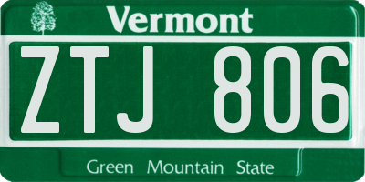 VT license plate ZTJ806