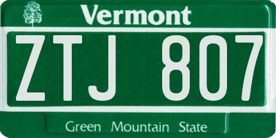 VT license plate ZTJ807
