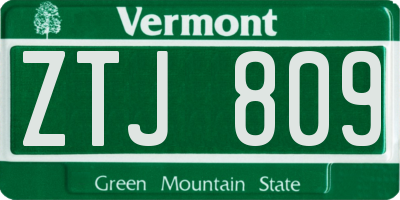 VT license plate ZTJ809