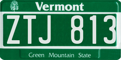 VT license plate ZTJ813