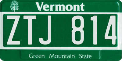VT license plate ZTJ814