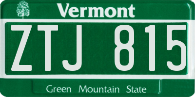 VT license plate ZTJ815