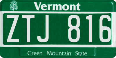 VT license plate ZTJ816