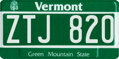 VT license plate ZTJ820