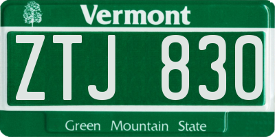 VT license plate ZTJ830
