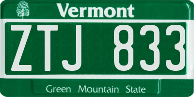 VT license plate ZTJ833