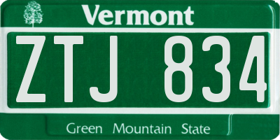 VT license plate ZTJ834