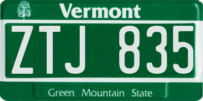 VT license plate ZTJ835