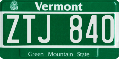VT license plate ZTJ840