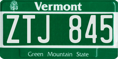 VT license plate ZTJ845