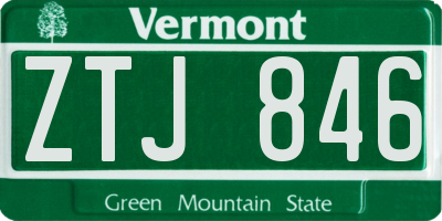 VT license plate ZTJ846