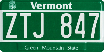 VT license plate ZTJ847