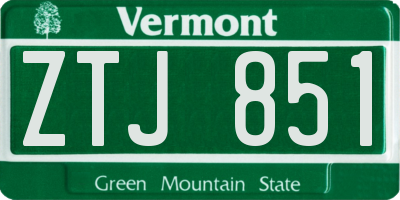 VT license plate ZTJ851