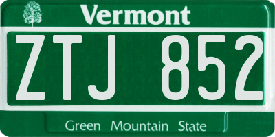 VT license plate ZTJ852