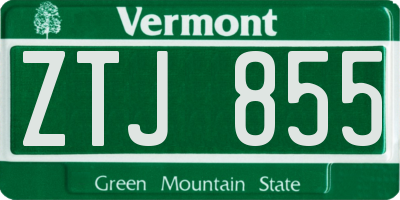 VT license plate ZTJ855
