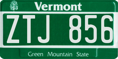 VT license plate ZTJ856