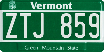VT license plate ZTJ859