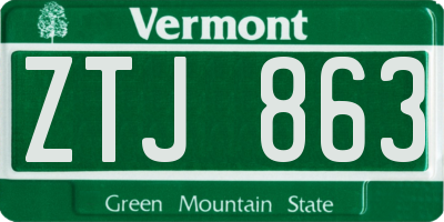 VT license plate ZTJ863