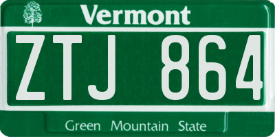 VT license plate ZTJ864