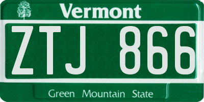 VT license plate ZTJ866