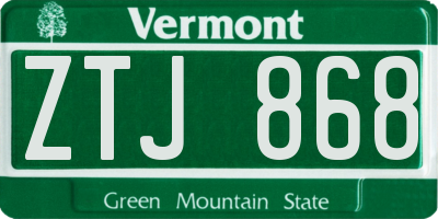 VT license plate ZTJ868