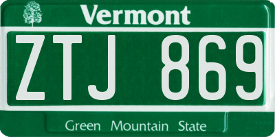 VT license plate ZTJ869
